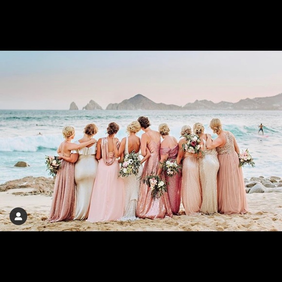 Pink/Rose gold sequin gown - Picture 2 of 5